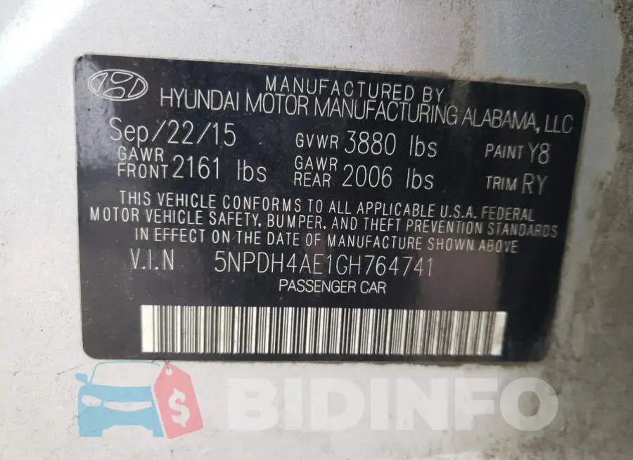 5NPDH4AE1GH764741 Photo# 12
