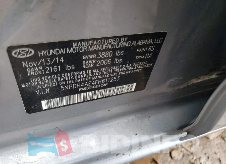 5NPDH4AE4FH611253 Photo# 12