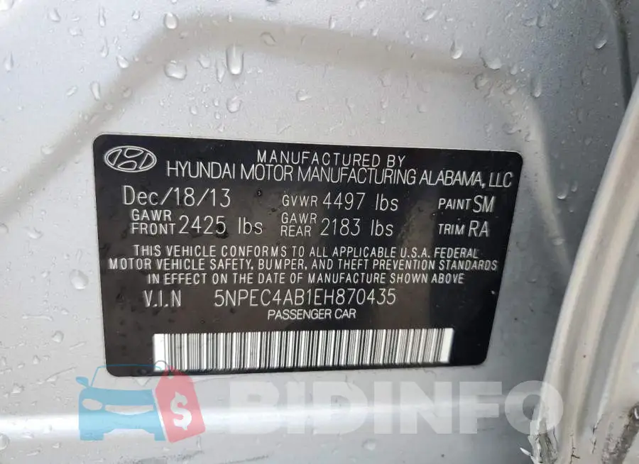 5NPEC4AB1EH870435 Photo# 12