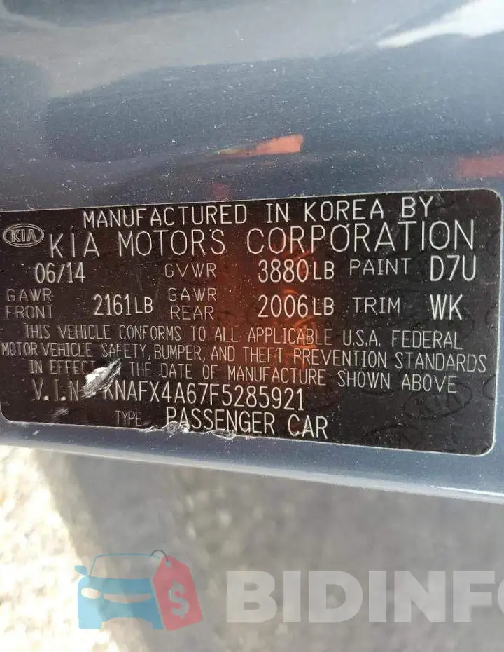 KNAFX4A67F5285921 Photo# 13