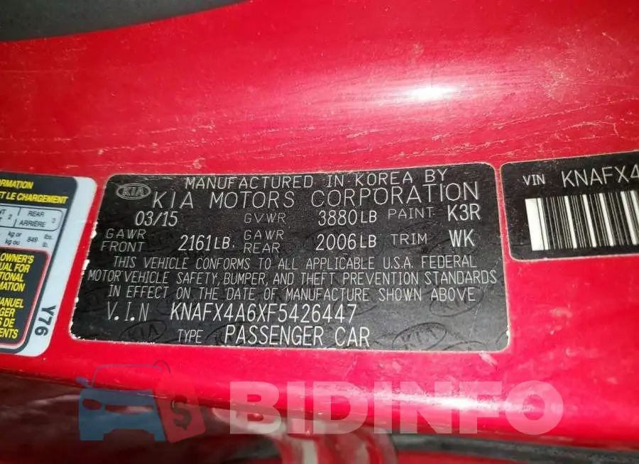 KNAFX4A6XF5426447 Photo# 12