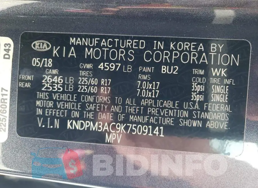 KNDPM3AC9K7509141 Photo# 13
