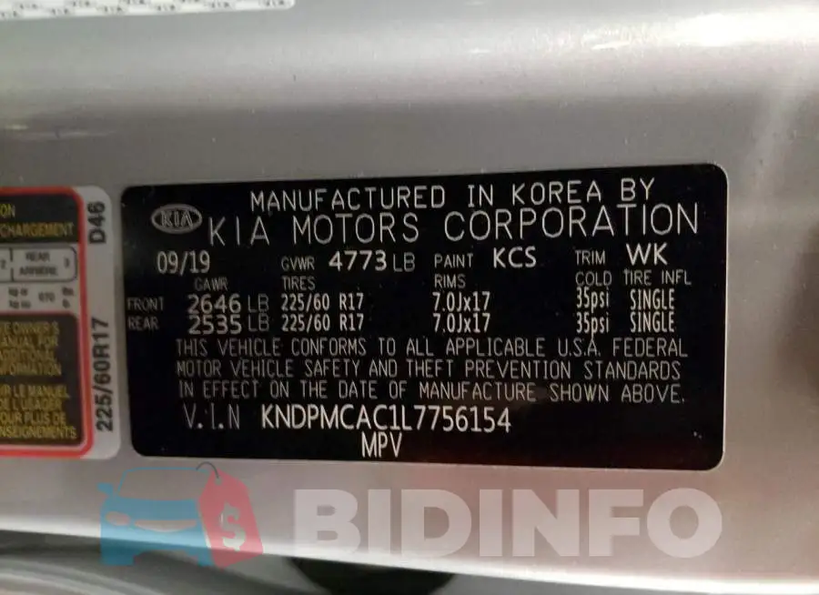 KNDPMCAC1L7756154 Photo# 13