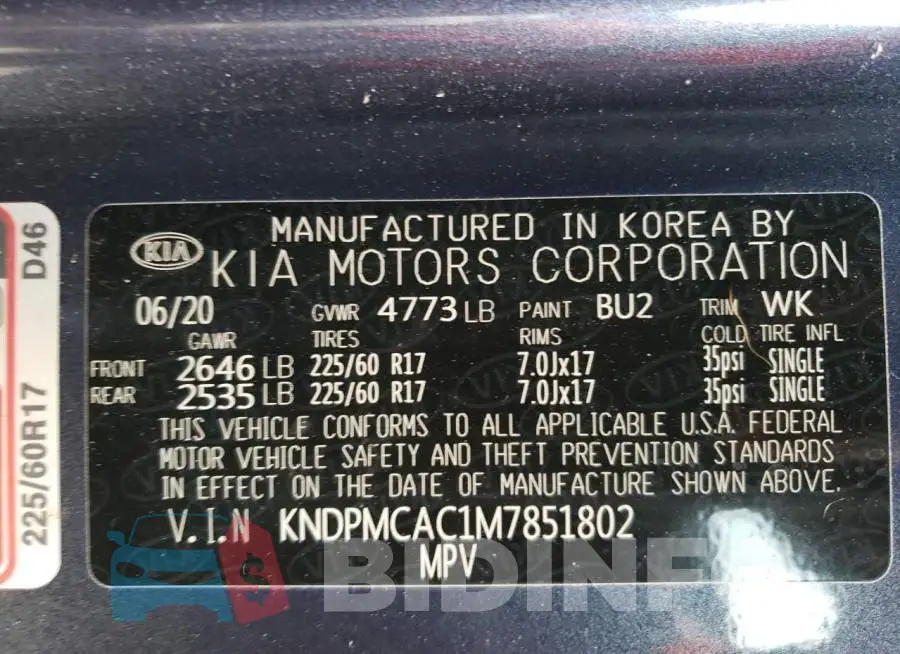 KNDPMCAC1M7851802 Photo# 13