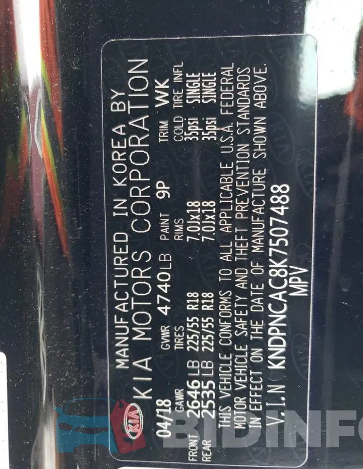 KNDPNCAC8K7507488 Photo# 13