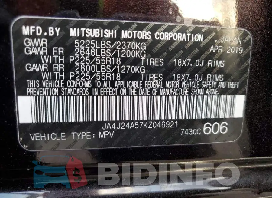 JA4J24A57KZ046921 Photo# 13