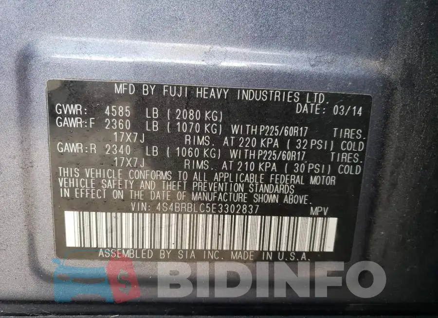 4S4BRBLC5E3302837 Photo# 13