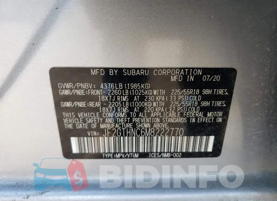 JF2GTHNC6M8222770 Photo# 12