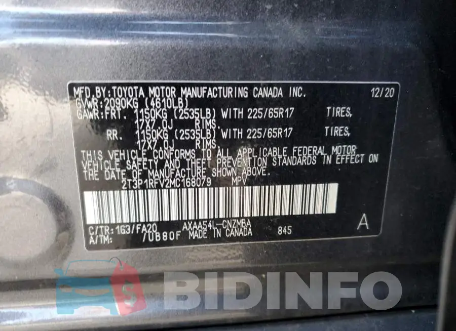 2T3P1RFV2MC168079 Photo# 13
