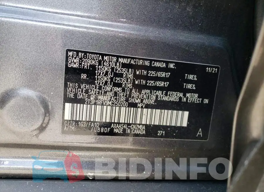 2T3P1RFV9MC250200 Photo# 14