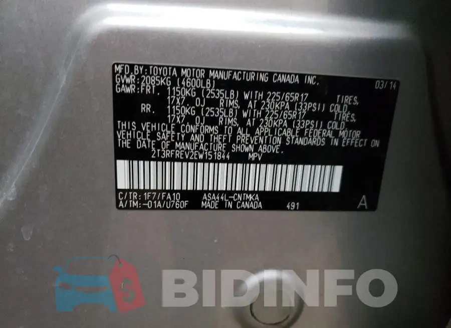 2T3RFREV2EW151844 Photo# 13