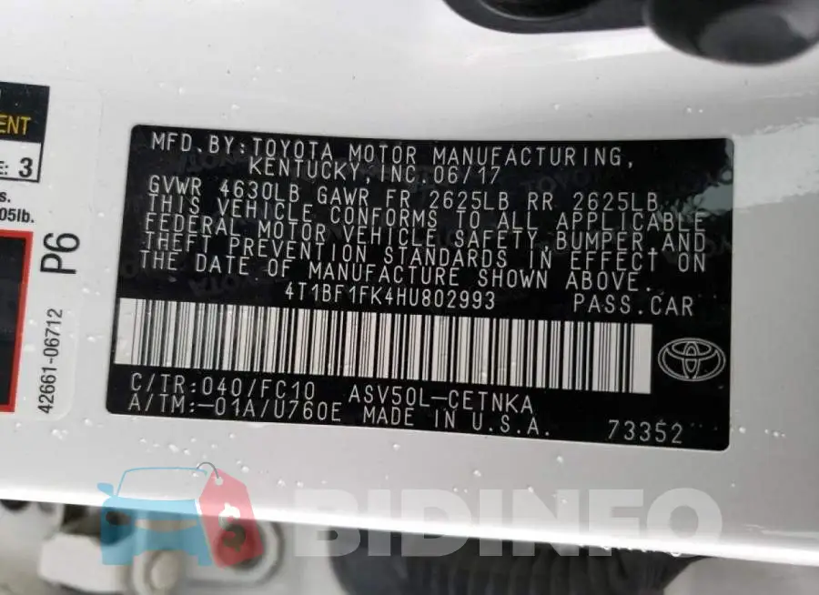 4T1BF1FK4HU802993 Photo# 13