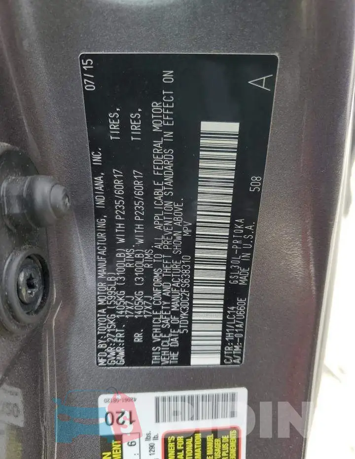 5TDYK3DC2FS638310 Photo# 13