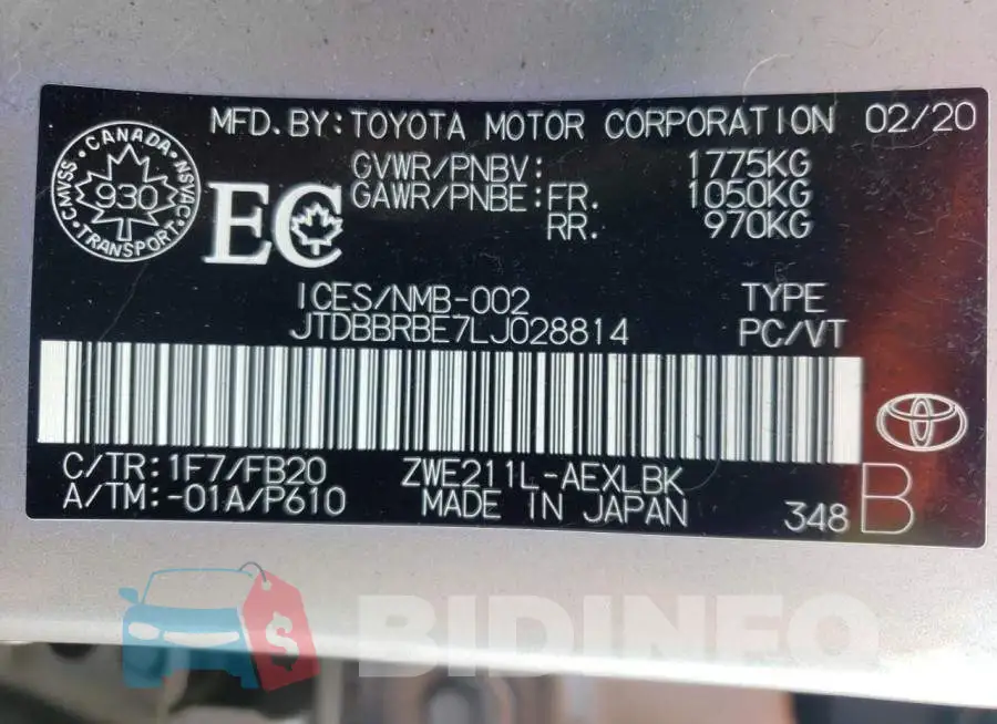 JTDBBRBE7LJ028814 Photo# 13