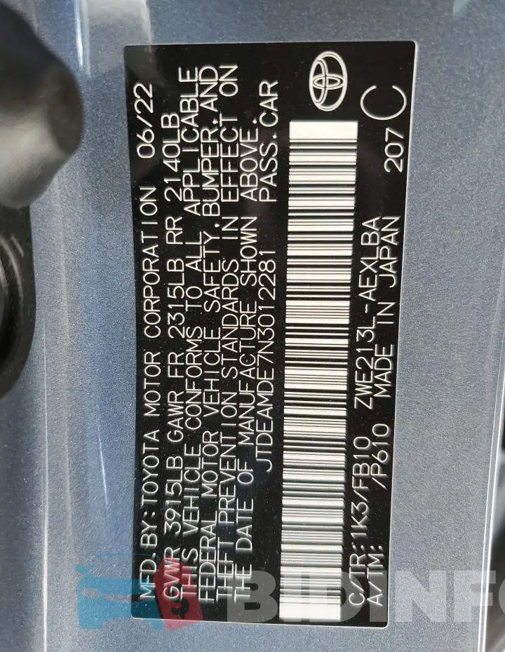 JTDEAMDE7N3012281 Photo# 13