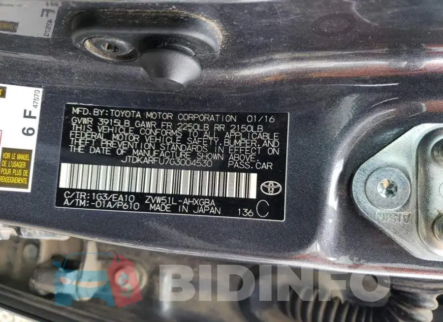 JTDKARFU7G3004530 Photo# 13