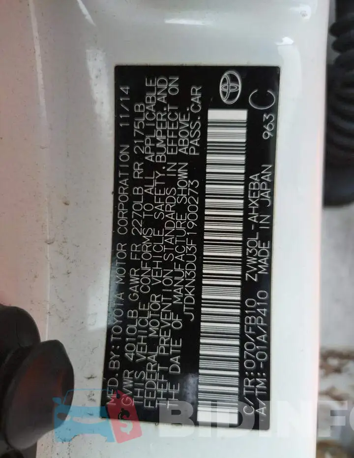 JTDKN3DU3F1900273 Photo# 12