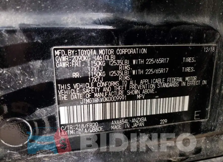JTMG1RFV0KD009991 Photo# 13