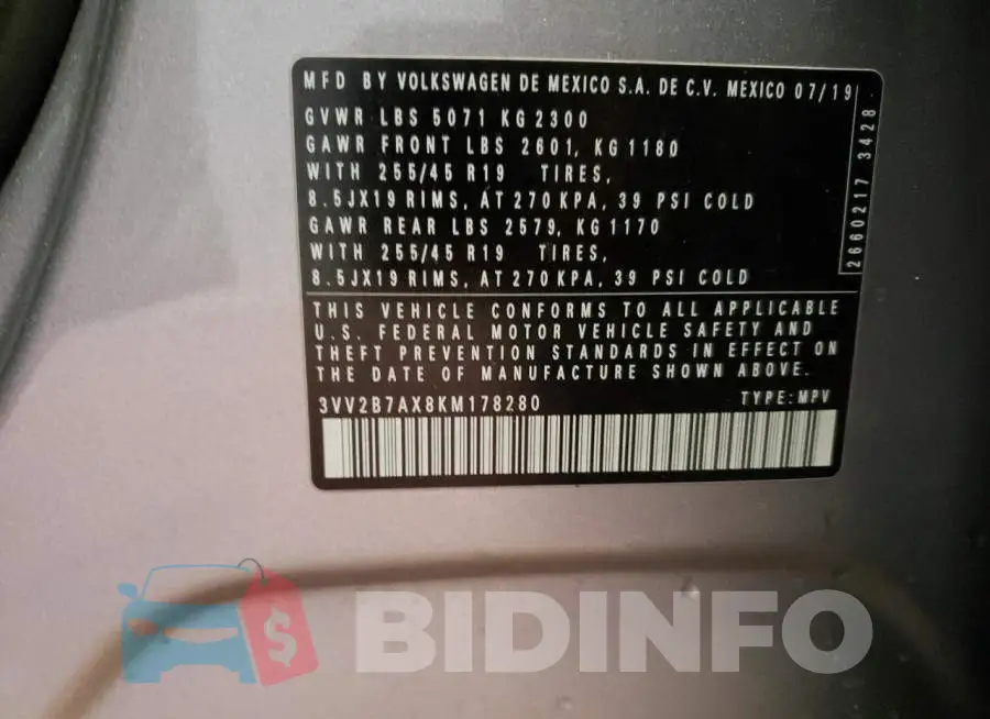3VV2B7AX8KM178280 Photo# 13