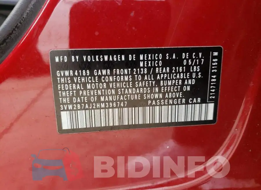 3VW2B7AJ2HM396747 Photo# 12