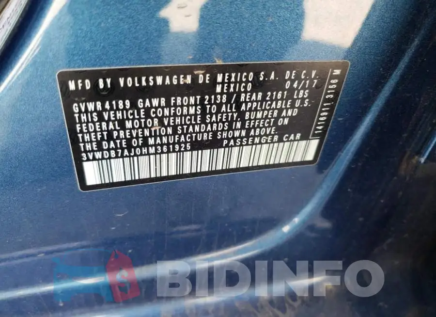 3VWDB7AJ0HM361925 Photo# 12