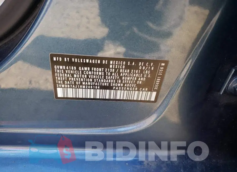 3VWDB7AJ1HM246184 Photo# 12