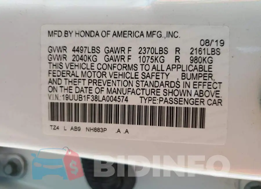 19UUB1F38LA004574 Photo# 12