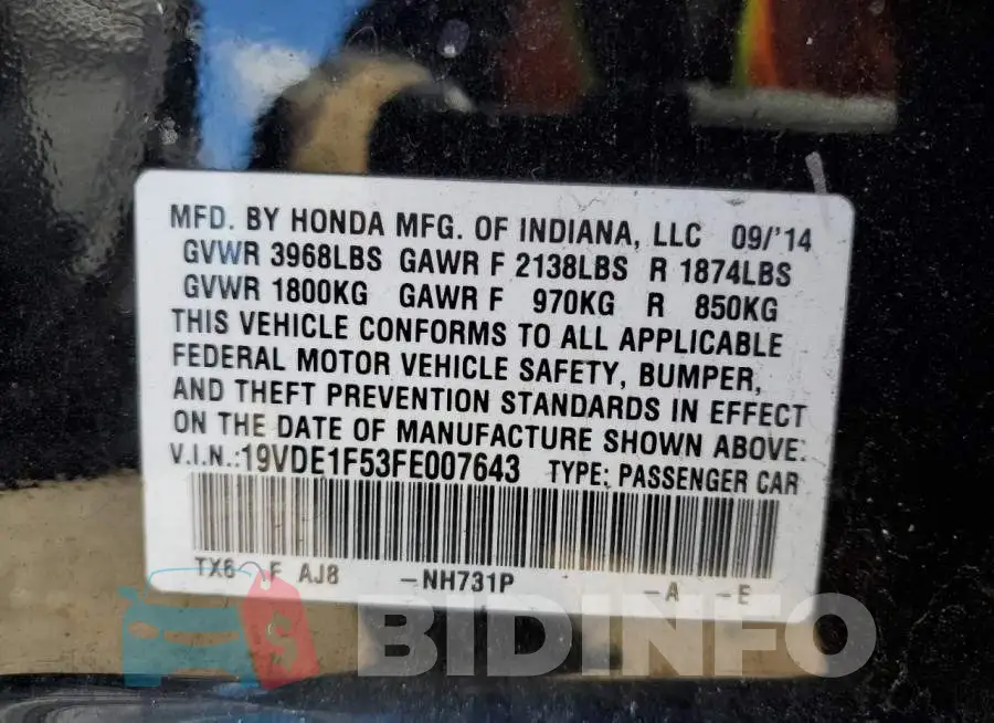 19VDE1F53FE007643 Photo# 12