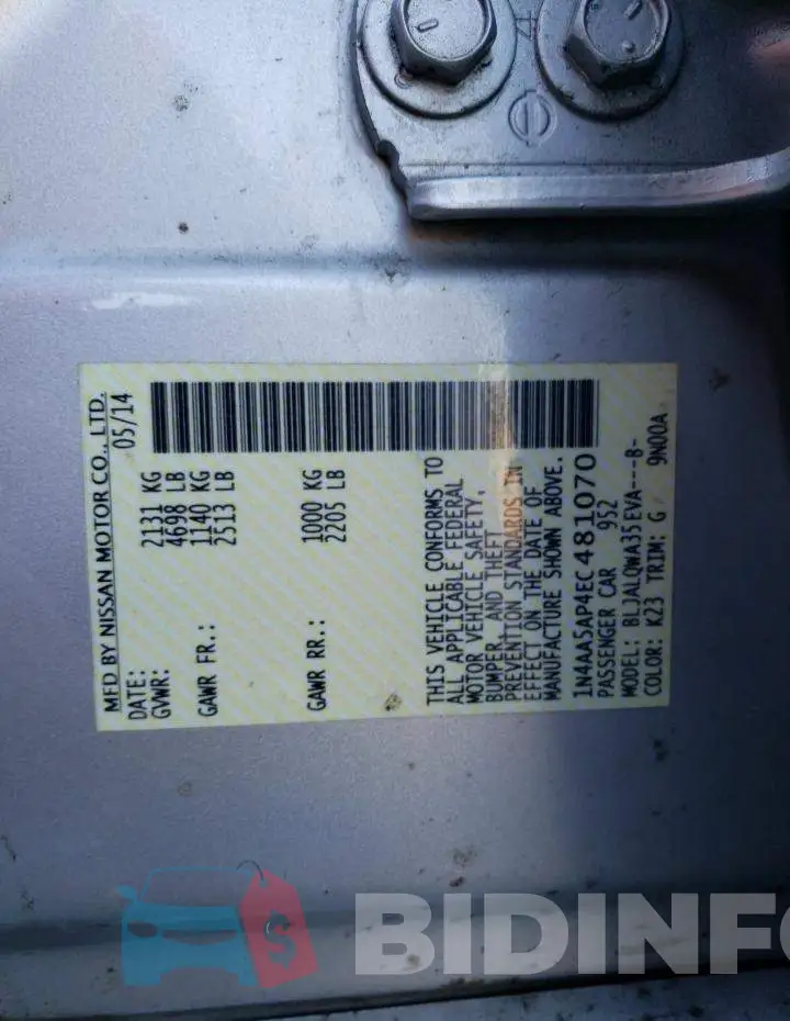 1N4AA5AP4EC481070 Photo# 12