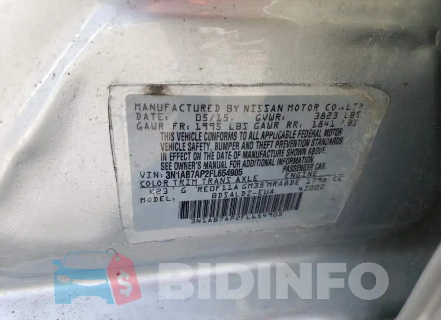 3N1AB7AP2FL654905 Photo# 13