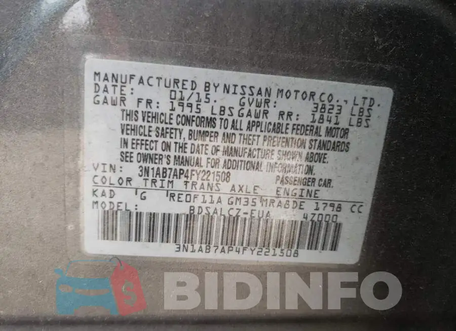 3N1AB7AP4FY221508 Photo# 12