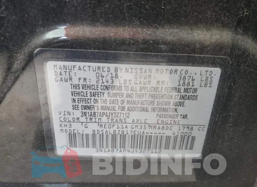 3N1AB7AP4JY327112 Photo# 12