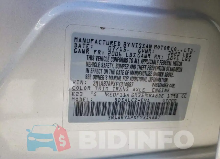 3N1AB7APXFY314887 Photo# 13