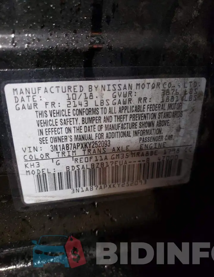 3N1AB7APXKY252093 Photo# 13