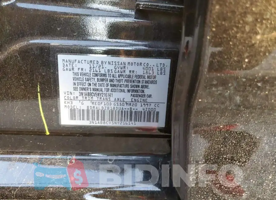 3N1AB8CV5NY216141 Photo# 12
