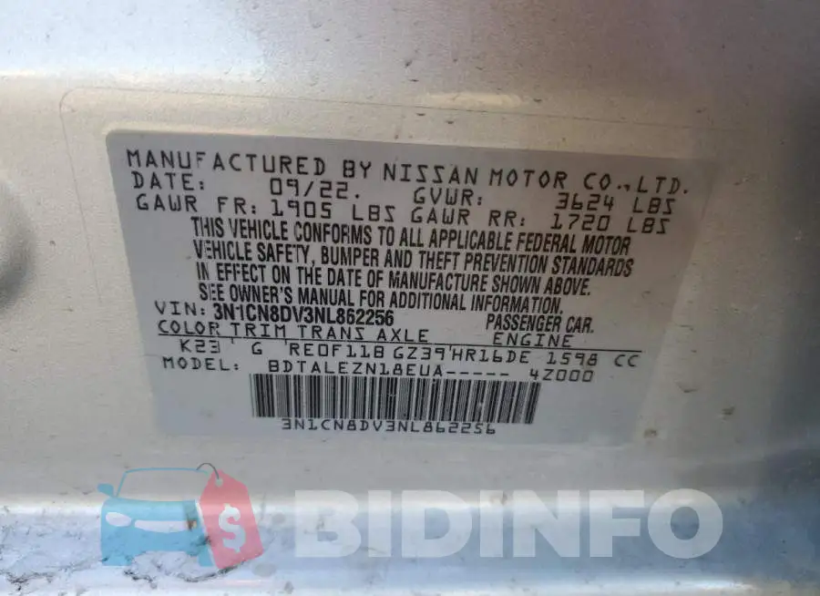 3N1CN8DV3NL862256 Photo# 12