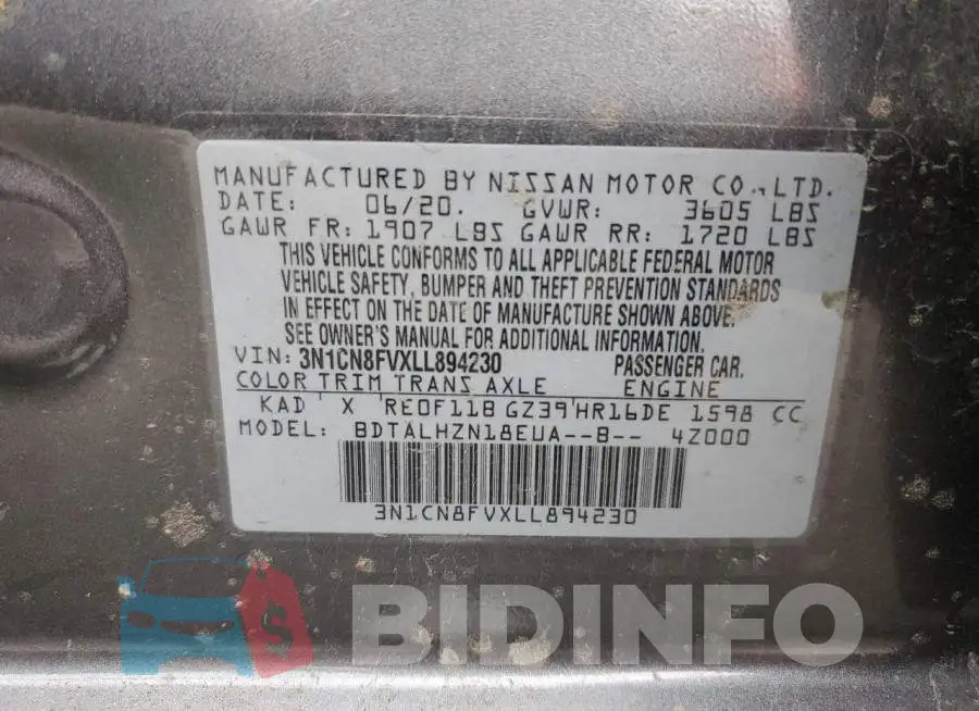 3N1CN8FVXLL894230 Photo# 13