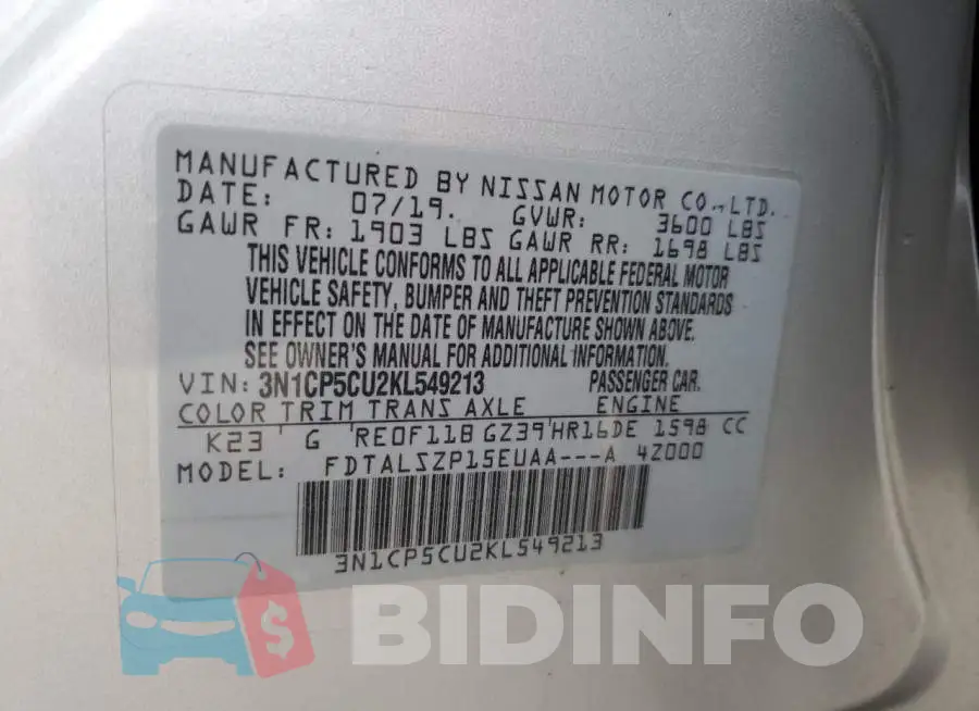 3N1CP5CU2KL549213 Photo# 12