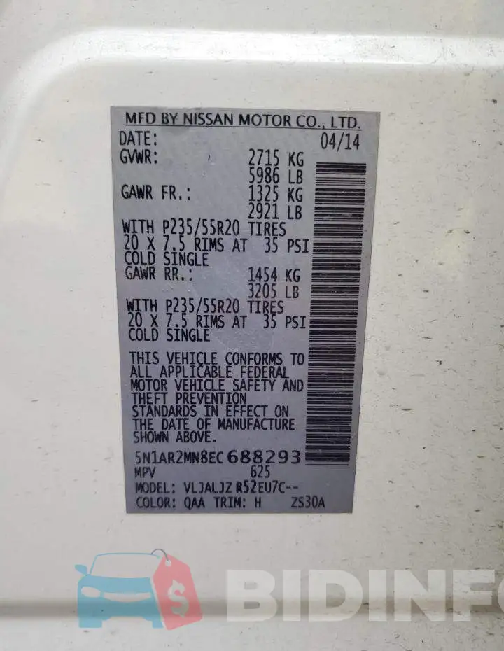 5N1AR2MN8EC688293 Photo# 12