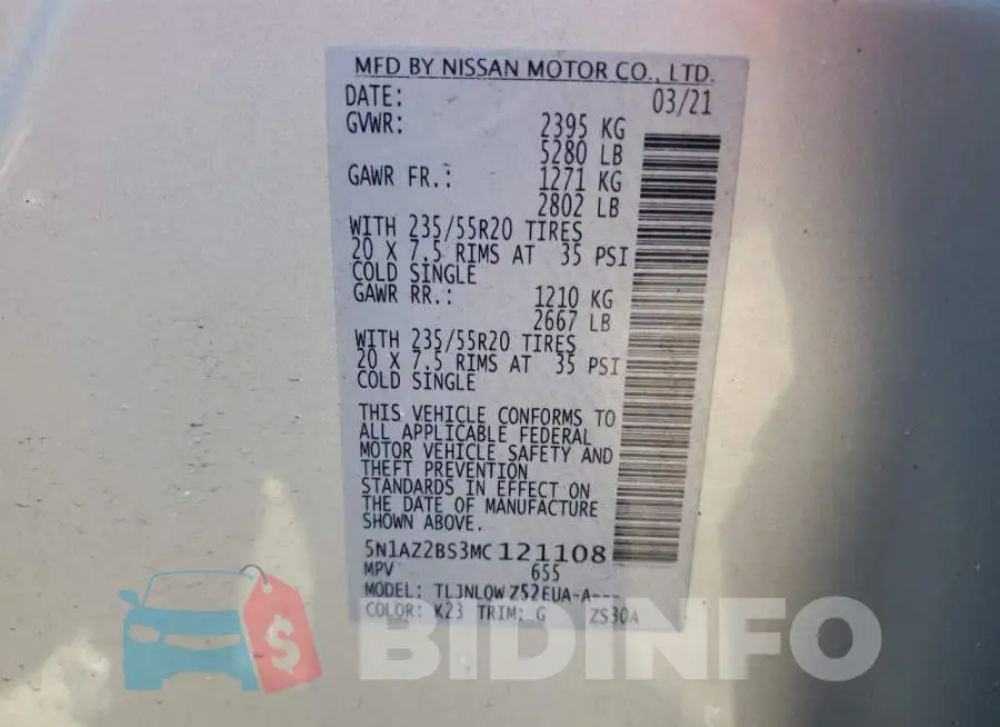 5N1AZ2BS3MC121108 Photo# 12