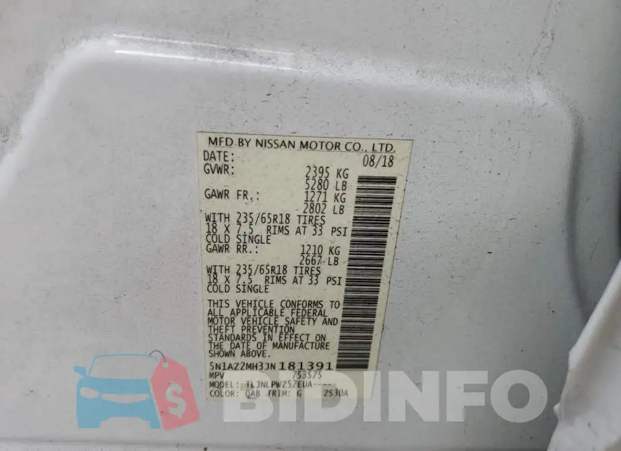 5N1AZ2MH3JN181391 Photo# 14