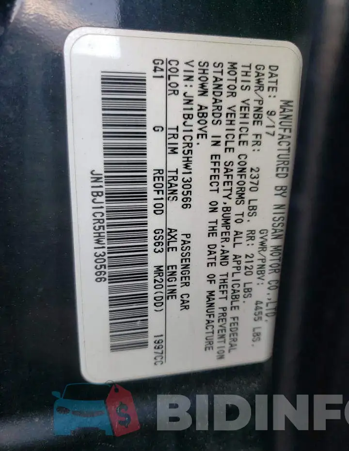 JN1BJ1CR5HW130566 Photo# 13