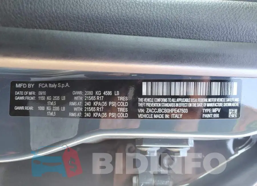 ZACCJBCB0HPE47503 Photo# 12