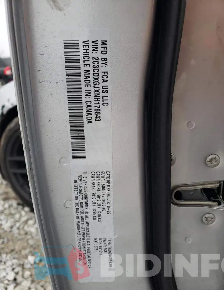 2C3CDXGJXNH179843 Photo# 12