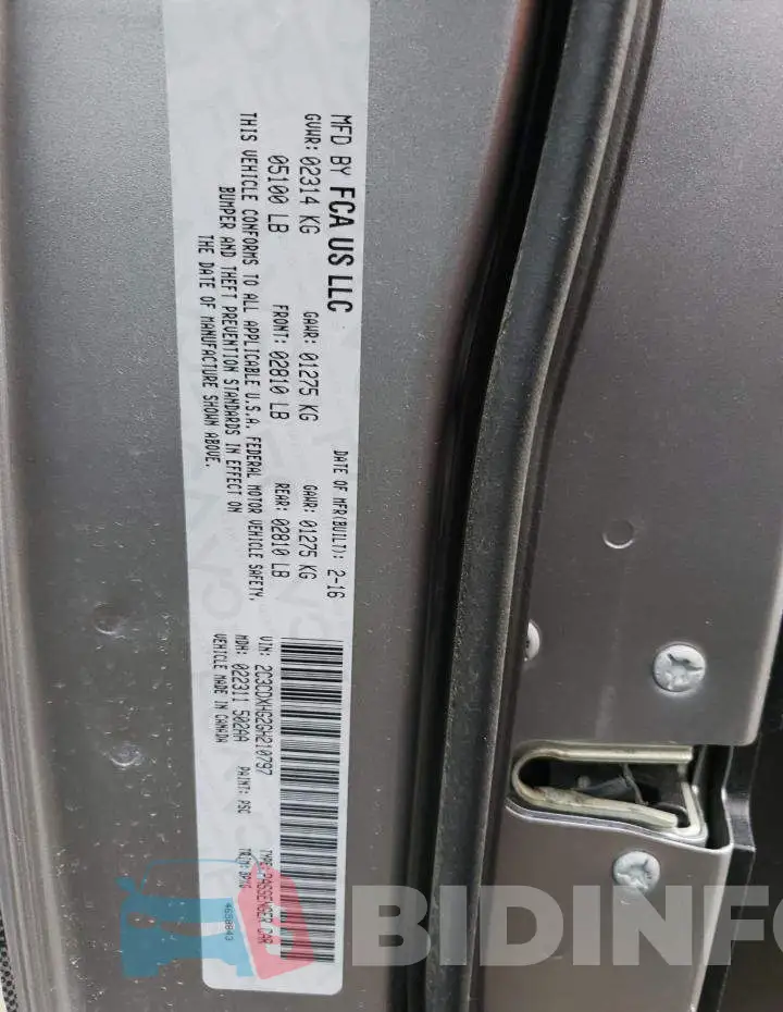 2C3CDXHG2GH210797 Photo# 12