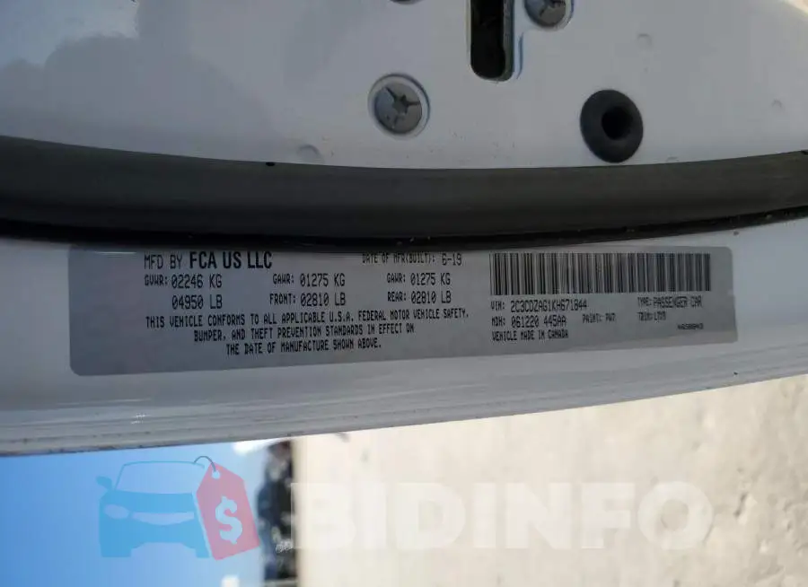 2C3CDZAG1KH671844 Photo# 12