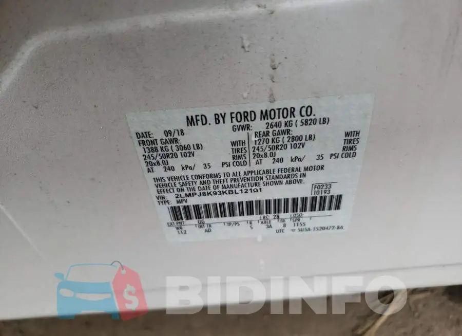 2LMPJ8K93KBL12191 Photo# 12