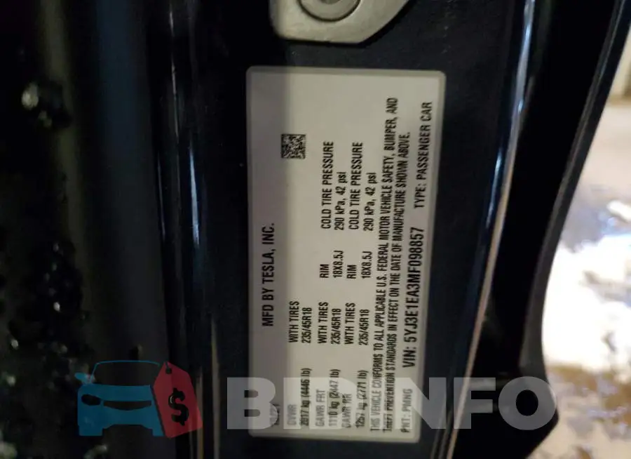 5YJ3E1EA3MF098857 Photo# 13