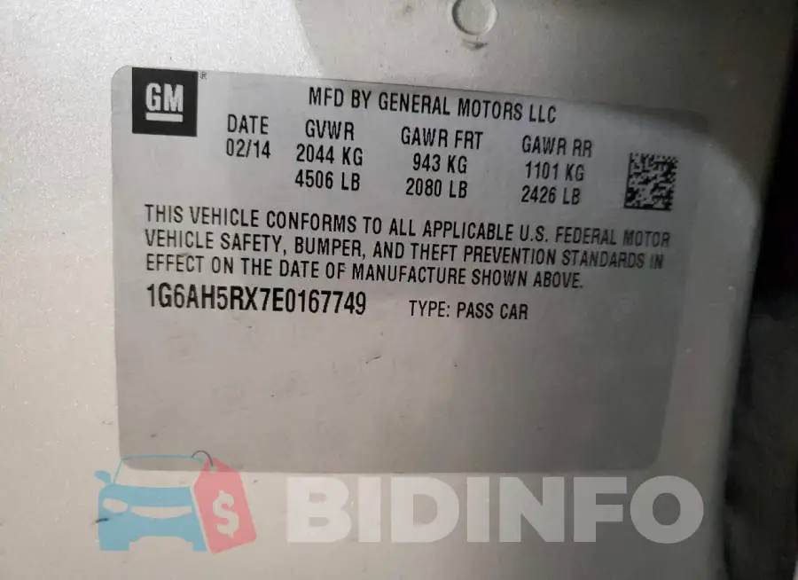 1G6AH5RX7E0167749 Photo# 12