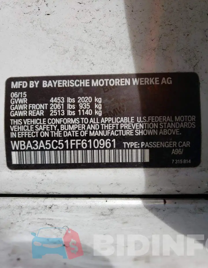 WBA3A5C51FF610961 Photo# 12